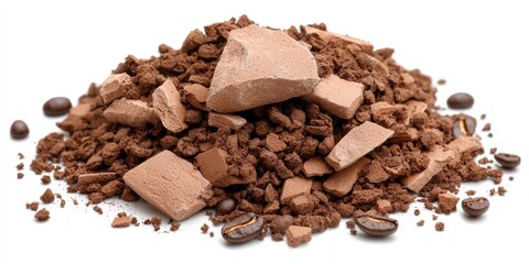 Fototapeta premium Ground Coffee Beans Heap Macro Photo Coffee Grounds Espresso Caffeine Food Drink