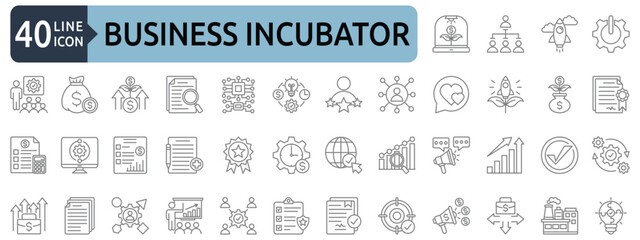 Business incubator icon set
