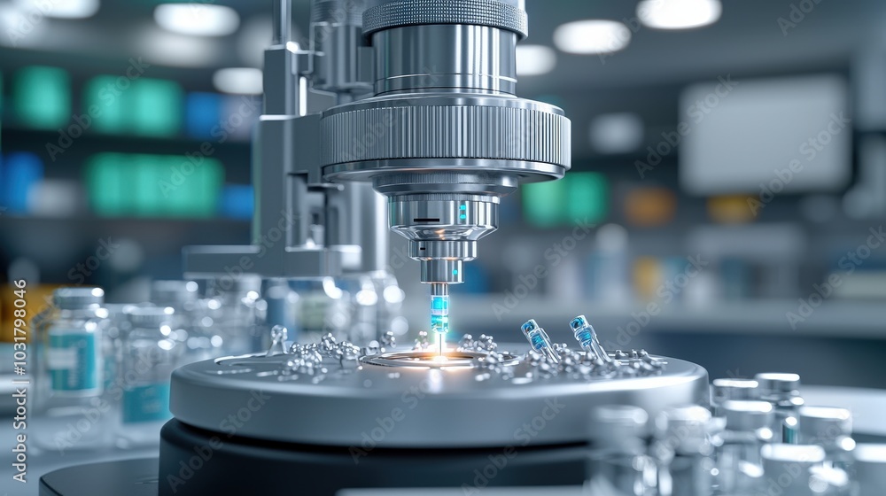 Poster automated pharmaceutical filling machine in lab setting