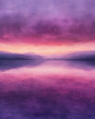 Obraz premium Pastel dawn sky reflecting on a misty sea surface