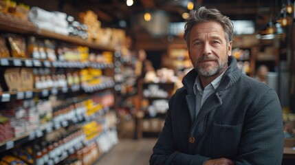 Fototapeta premium Man choosing fresh groceries in the supermarket.