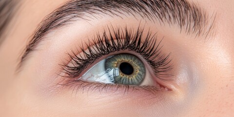 Obraz premium Close Up of a Green Eye with Long Eyelashes Beauty Fashion Makeup Look