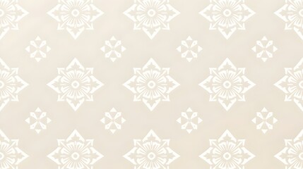 Soft Beige and White Minimalist Thai Pattern Background with Subtle Geometric Motifs