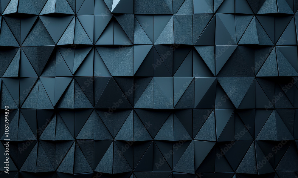 Poster futuristic 3d triangular tile pattern on dark background - high tech wall texture design