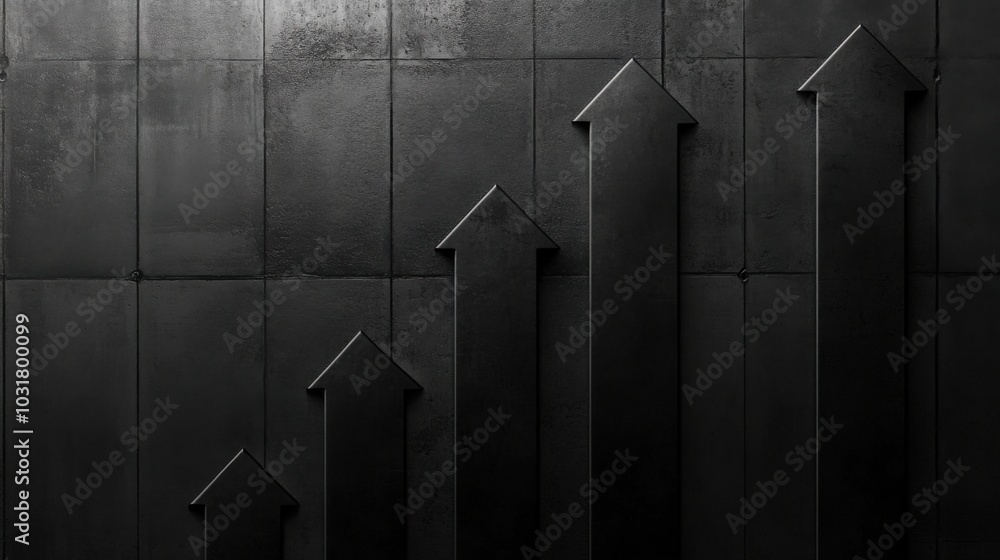 Poster steady growth graph with arrows on dark background