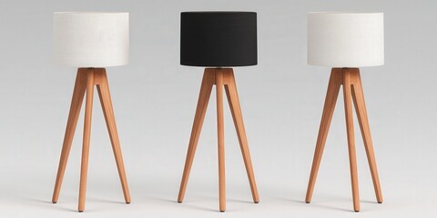Modern Tripod Floor Lamps with White and Black Shades for Living Room Decor