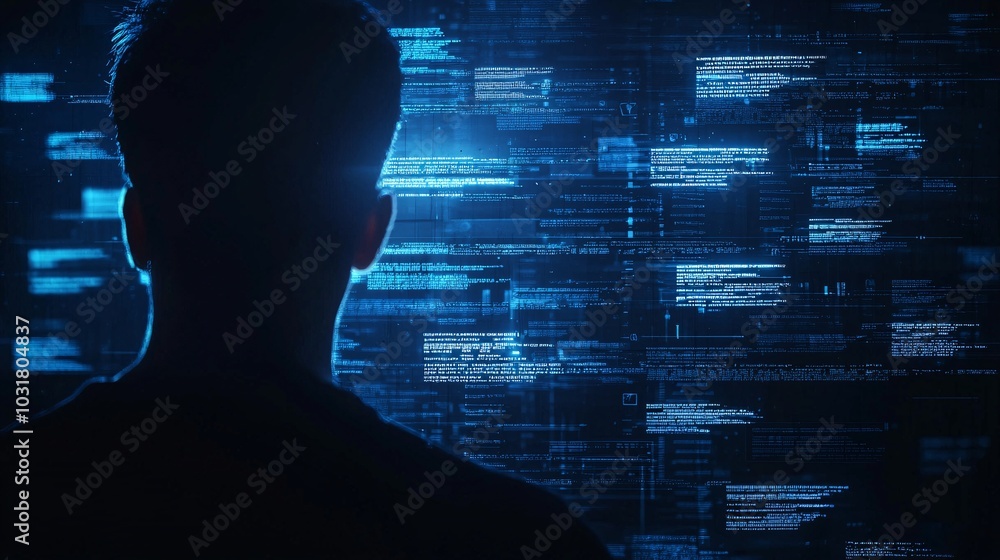 Poster a human silhouette with layers of floating privacy settings, showing how different elements of their