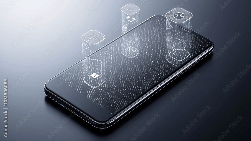 Poster a smartphone with multiple glowing privacy settings floating around it, symbolizing the layers of pr