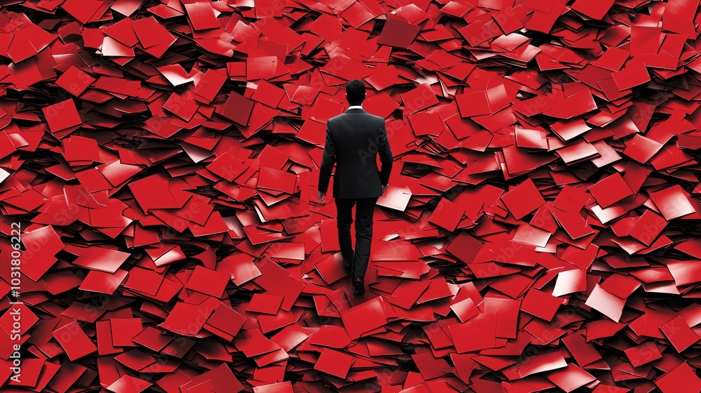 Poster a hacker surrounded by layers of red 'access denied' shields, as encrypted personal data flows past 