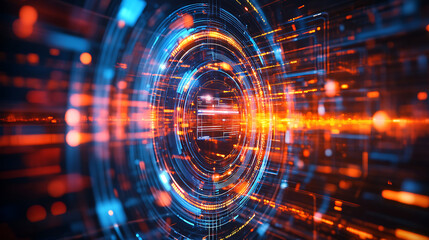 Fototapeta premium vibrant holographic interface displaying dynamic data patterns and privacy settings