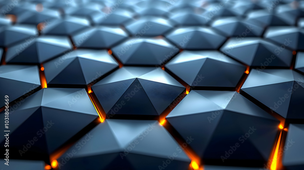 Aufkleber abstract 3d background with hexagonal shapes and glowing edges