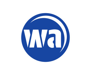 WA sport emblem or team logotype. Ball logo with a combination of Initial letter W and A for balls shop, sports company, training, club badge.