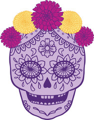 Decorative Sugar Skull Illustration for Day of the Dead