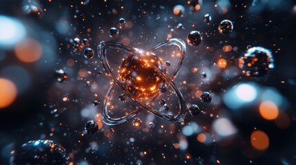 Obraz premium Vibrant Atom Structure in Space