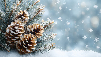 Background with cones and spruce paws close-up