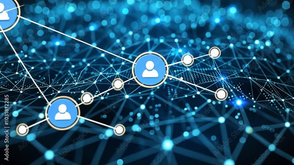 Aufkleber a digital network displays interconnected user icons, symbolizing social connections. the background