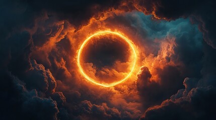 Stunning Circular Glow in Dramatic Cloudy Sky