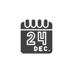 Calendar December 24th vector icon