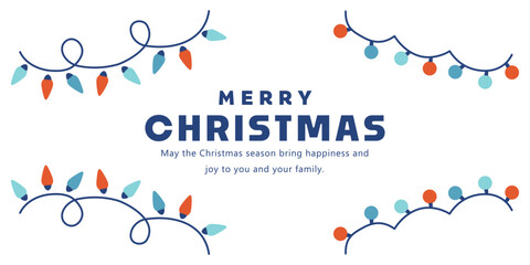 イルミネーションのフレームデザイン ( ベクター クリスマス 新年 祝い 装飾 背景イラスト 白背景 シンプル バナー コピースペース )