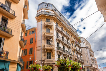 Fototapeta premium Street and facades of the old town of Toulon, in the Var, Provence-Alpes-Côte d'Azur, France.