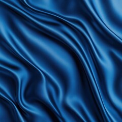 Fototapeta premium Deep blue silky fabric texture with gentle waves and elegant drapes, perfect for backgrounds and design elements.