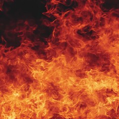 Fototapeta premium Dynamic flames with vibrant orange and red colors on a dark background.