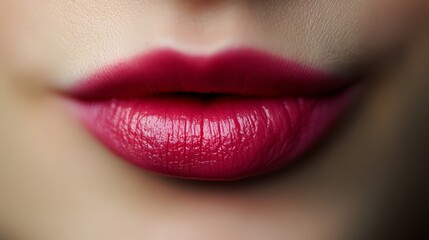  A tight shot of red-lipped woman's mouth with lipstick mark