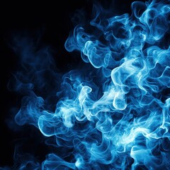 Obraz premium Swirling blue smoke on a black background, creating an abstract and ethereal effect.