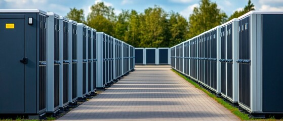 Line of Industrial Heat Pumps on Green Field