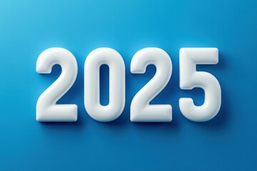 White 2025 Year Numbers on Blue Background
