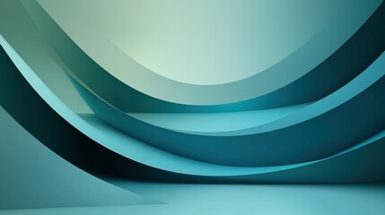Fototapeta premium An abstract business environment in 3D, characterized by a harmonious mix of blue, teal, and grey colors, evokes a professional atmosphere.