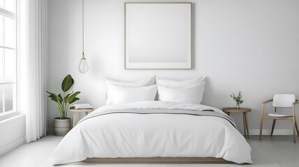 Elegant and Cozy Modern Bedroom Interior Design with Stylish Decor, mockup, poster and Background