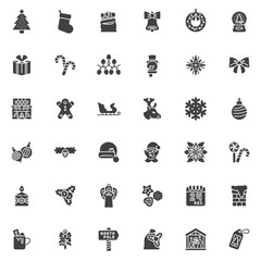 Christmas and New Year items vector icons set