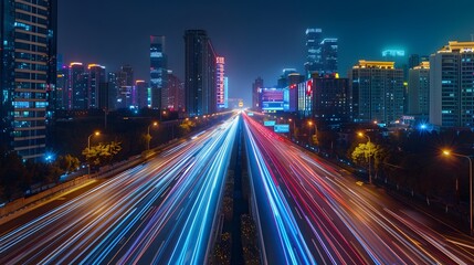 Obraz premium Abstract speed technology background with Hong Kong City night scenes