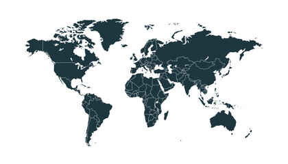 Obraz premium World map. Black modern vector map. Silhouette map