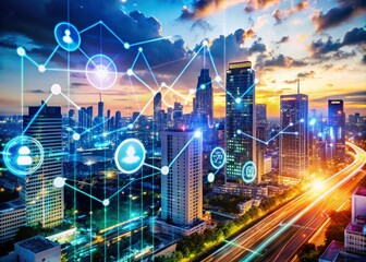 Obraz premium Web Analytics and SEO Optimization Design in Double Exposure Photography