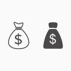 Money bag icon vector sign. Dollar, usd, currency symbol