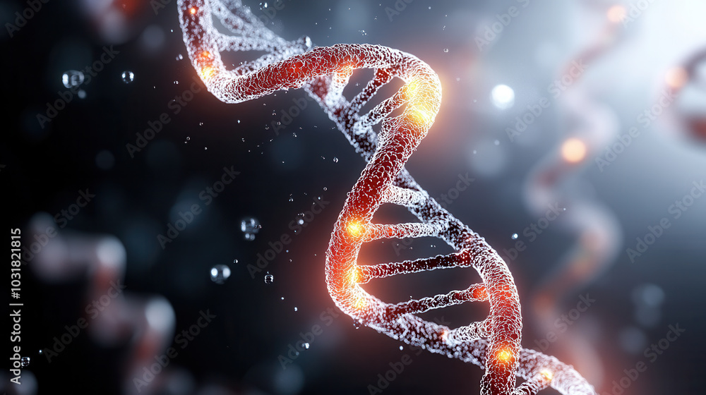 Poster image showcases glowing dna helix intertwined with viral particles, creating captivating visual of m