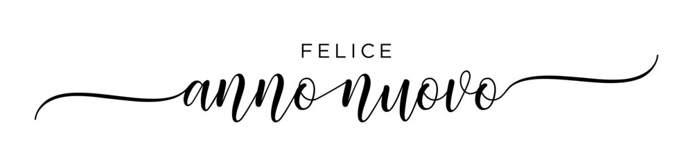 Felice Anno Nuovo &ndash; Happy New Year Italian language, Calligraphy brush text banner with transparent background
