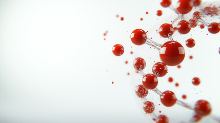 Molecular design featuring intertwined red spheres representing DNA and viruses, creating vibrant and dynamic visual. bright colors evoke sense of energy and complexity
