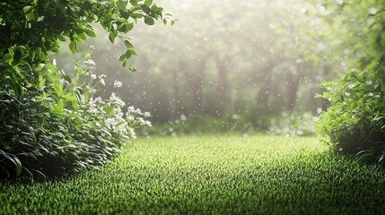 Fototapeta premium Lush Green Landscape with Soft Sunlight
