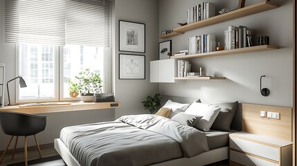 Elegant and Cozy Modern Bedroom Interior Design with Stylish Decor, mockup, poster and Background