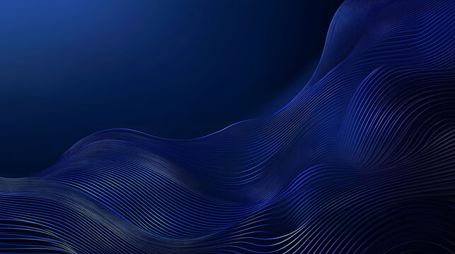 Futuristic Geometric Waves, a sleek blue gradient with elegant wavy lines, embodying a modern technology theme in high resolution.