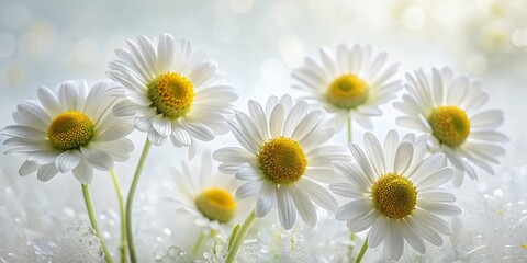 Fototapeta premium White Watercolor Daisies Chamomile Hand-Drawn Illustration for Floral Decor and Design