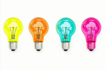 ideas isolated on white: Creative bright idea concept with light bulb symbolizing innovation and imagination,  communication, ideas business