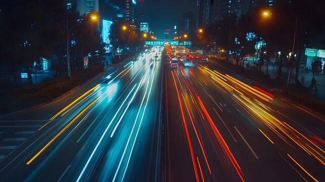 Abstract speed technology background with Hong Kong City night scenes