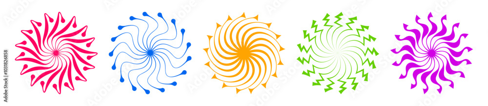 Poster vibrant display of five swirling patterns in various colors