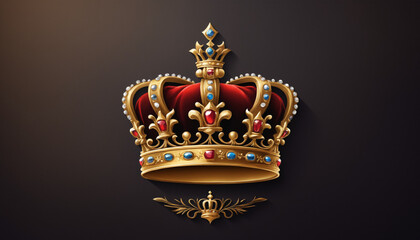 Fototapeta premium Golden Crown Vector Logo on Dark Background.