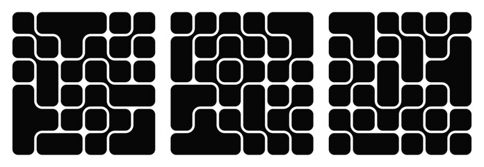 Collection of abstract composition of bold rounded rectangles connected to each other. Liquid shapes in a seamless pattern. Design can be use for backgrounds, packaging, or graphic design projects