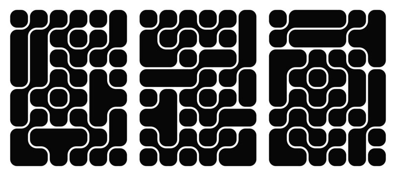 Collection of abstract composition of bold rounded rectangles connected to each other. Liquid shapes in a seamless pattern. Design can be use for backgrounds, packaging, or graphic design projects